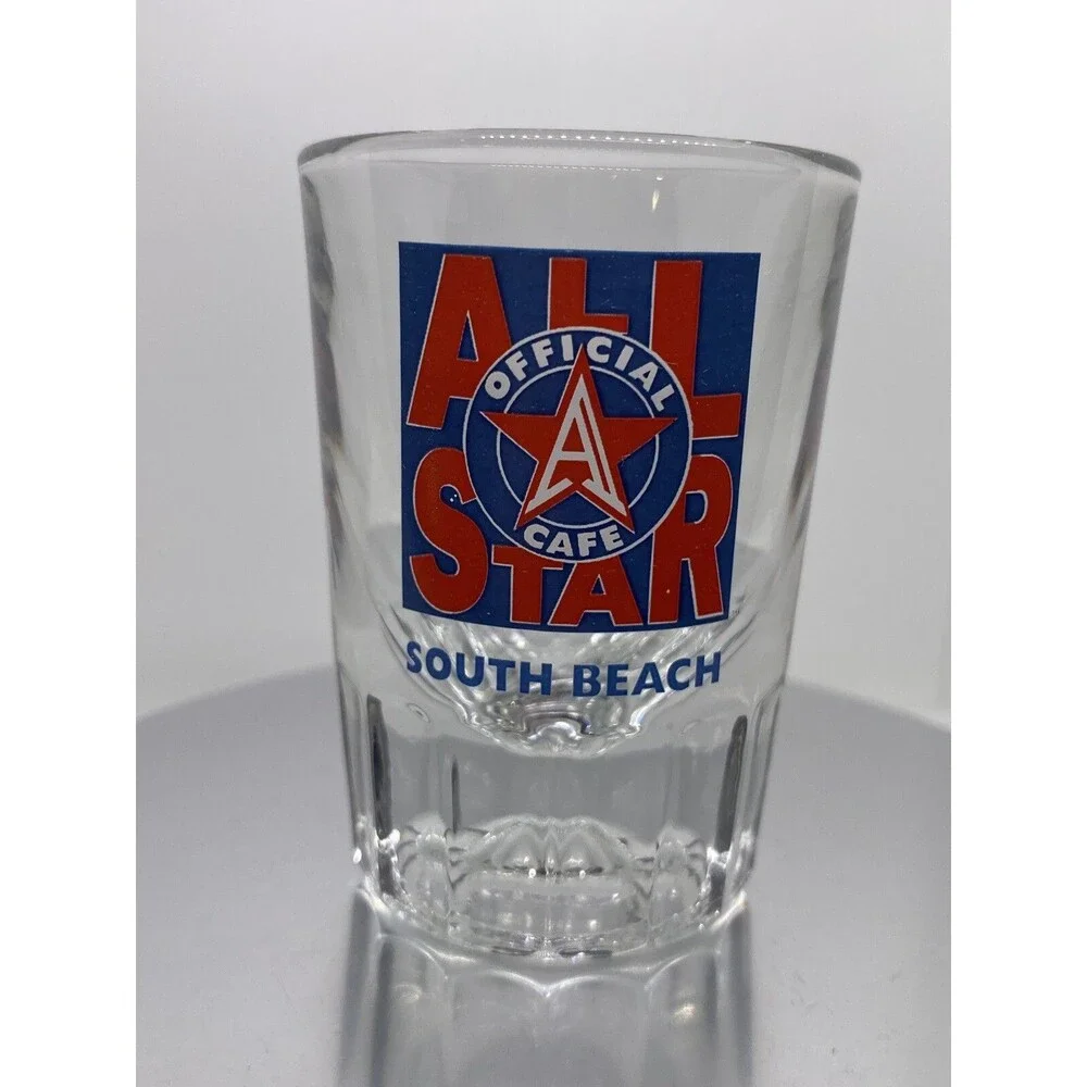 ALL Star Cafe Shot Glass SOUTH BEACH  Miami Double Shot Heavy Thick Glass